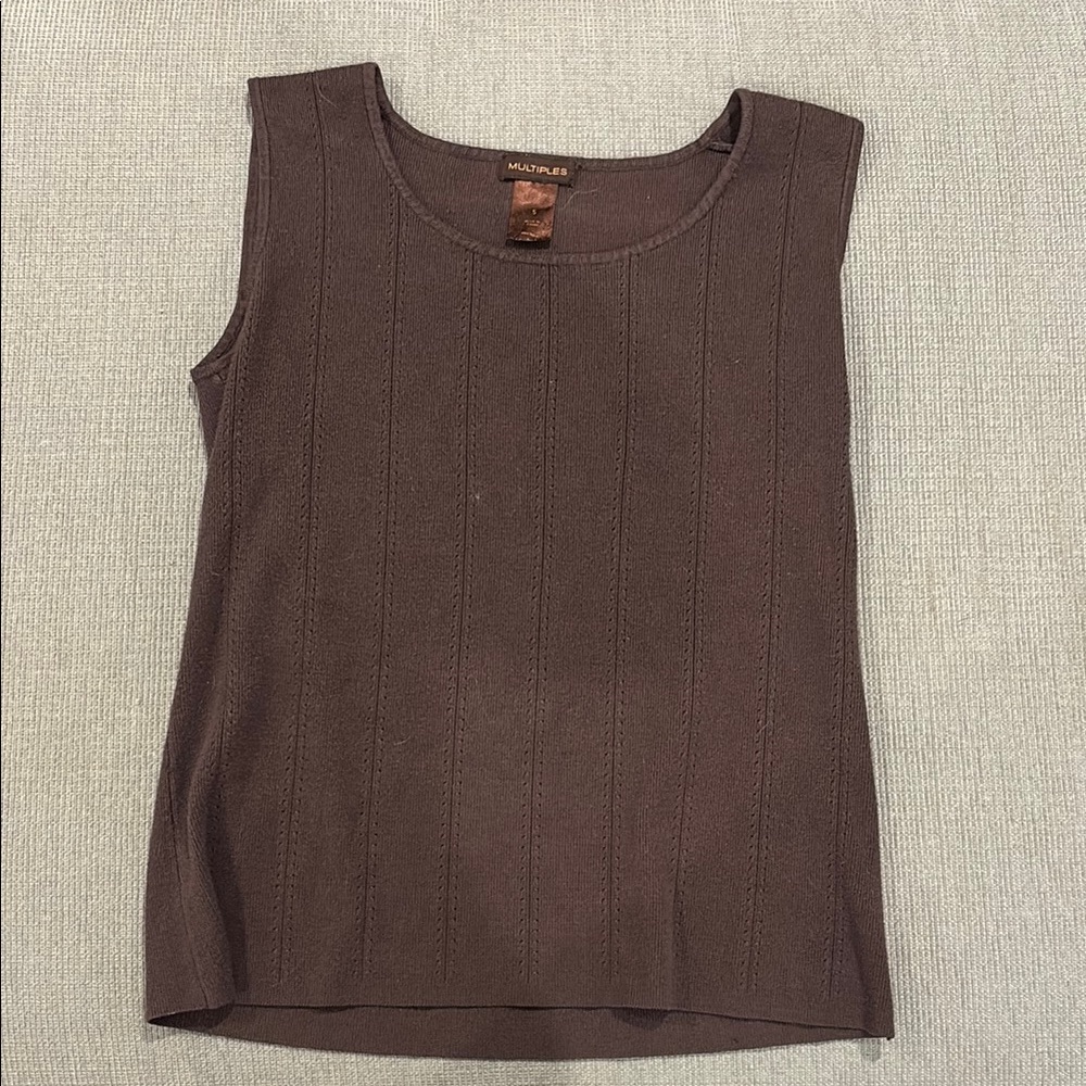 Multiples Brown Ribbed Sleeveless Tank Top